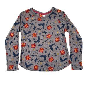 Harry Potter Shirt Womens Small‎ Gray Velour Sleepwear Pjs Sweater Plush Velour